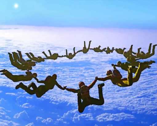 Skydiving Teamwork Diamond Painting