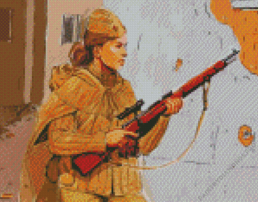 Sniper Soldier Woman Diamond Painting