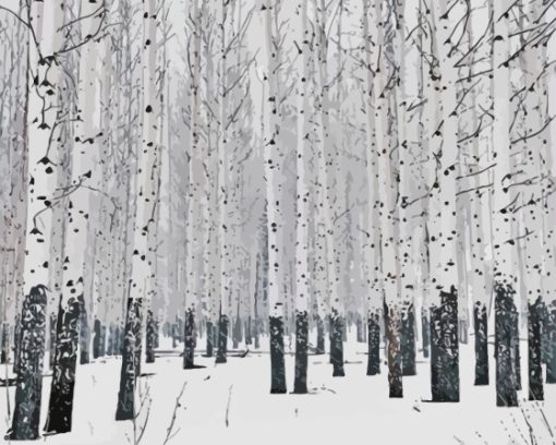 Snowy Aspen Trees Diamond Painting