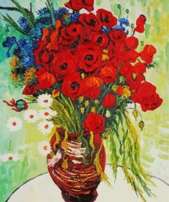 Vase With Cornflowers and Poppies Diamond Painting