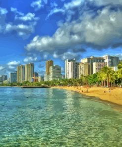 Waikiki Beach View Diamond Painting