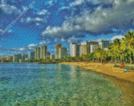 Waikiki Beach View Diamond Painting