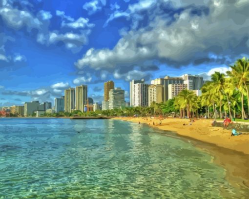 Waikiki Beach View Diamond Painting