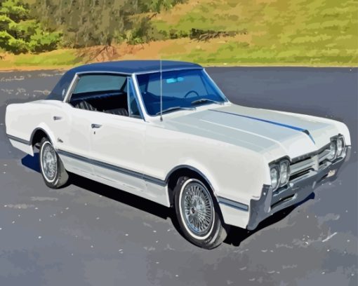 White Oldsmobile Cutlass Diamond Painting